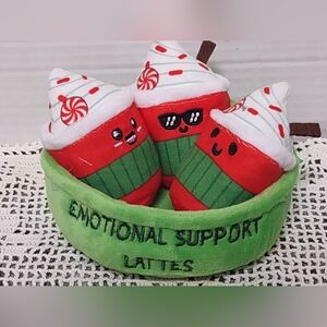 Emotional Support Lattes Mini Plush Trio - Red & Green Holiday Plushies NWOT
